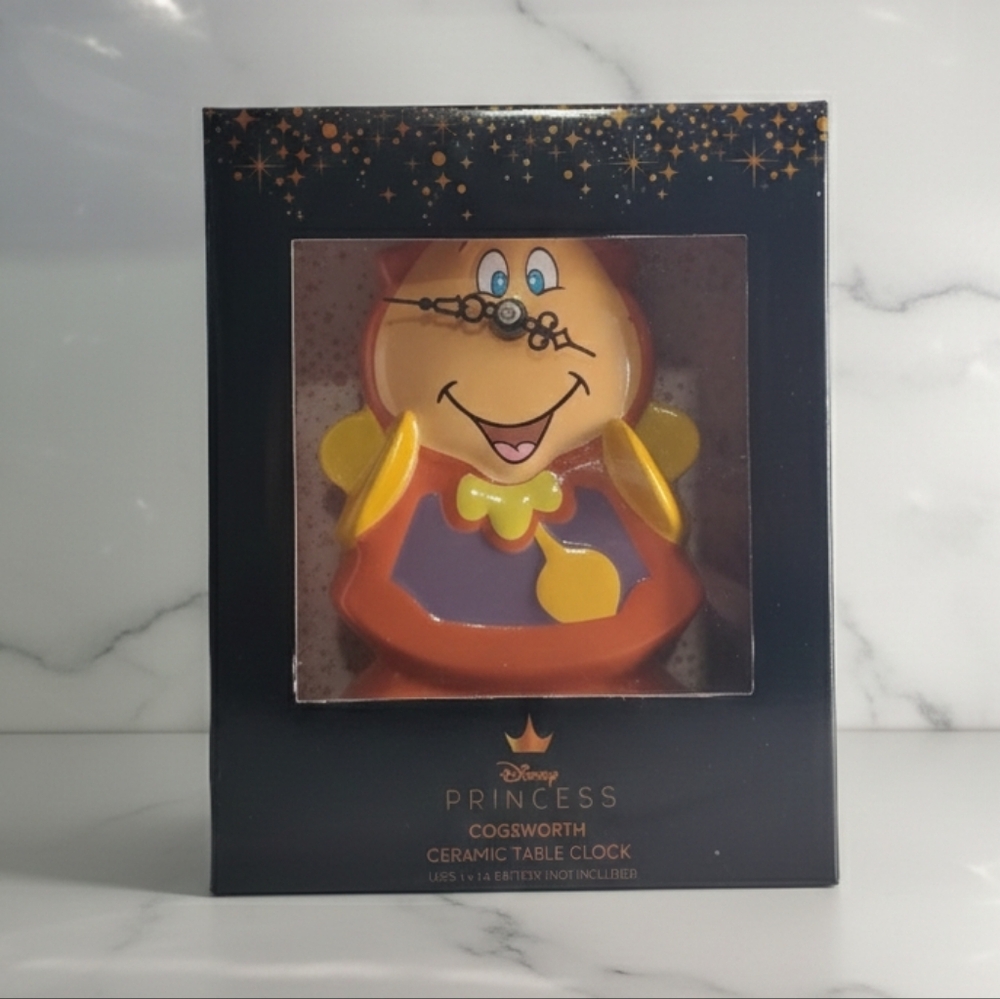 Disney Princess Cogsworth Ceramic Clock with Orange and Yellow Accents - Picture 1 of 1